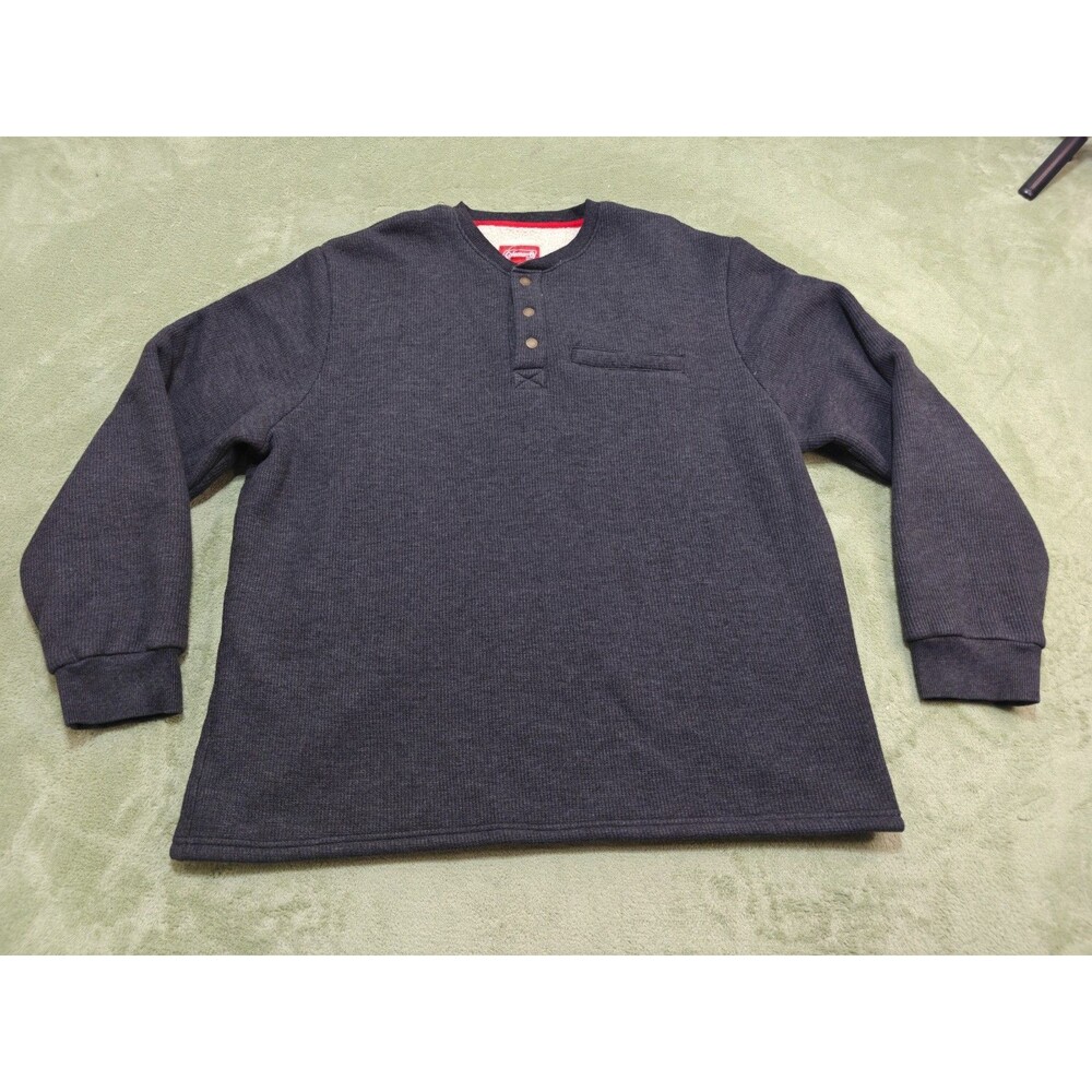 Coleman Mens XXL Charcoal Gray Thermal Waffle Knit Sherpa Fleece Lined Henley
